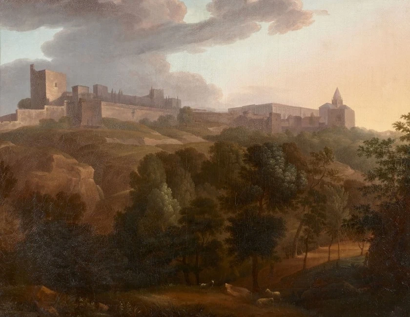Alexandre Hyacinthe Dunouy - Veduta dell'Alhambra di Granada, Spagna, 1841, attribuito